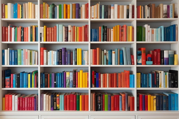 a book shelf with many books on it