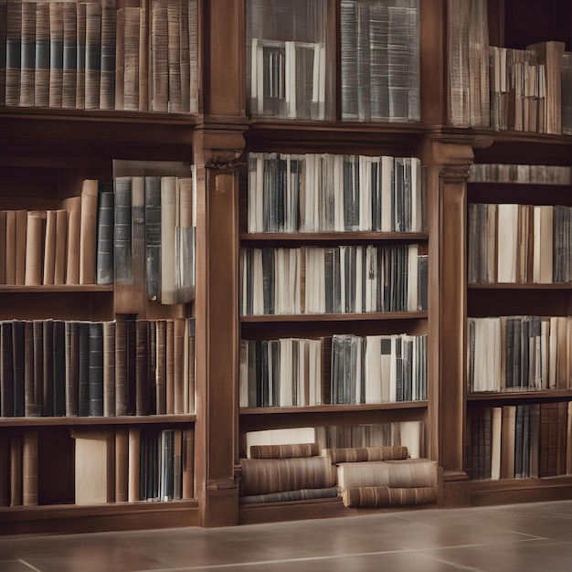 a book shelf with many books on it