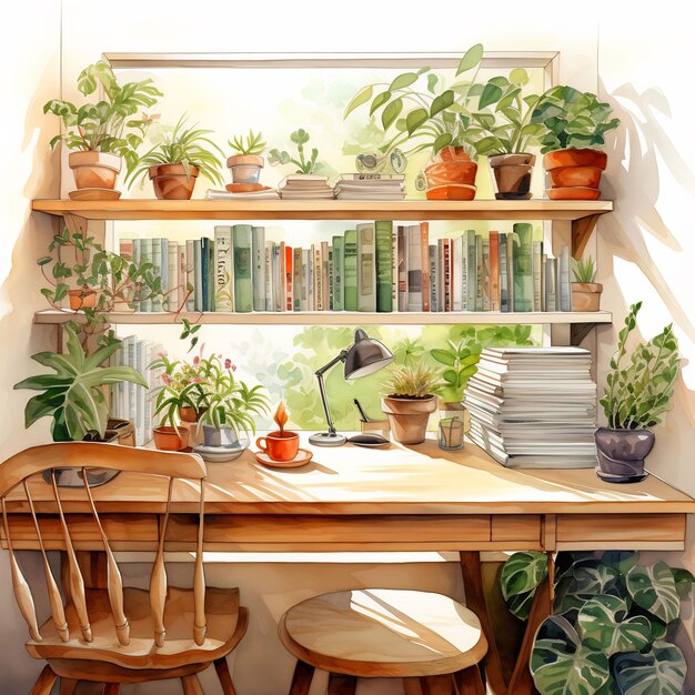 a book shelf with a plant and a book shelf with a plant on it