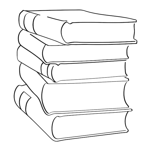 book stack png line art transparent background