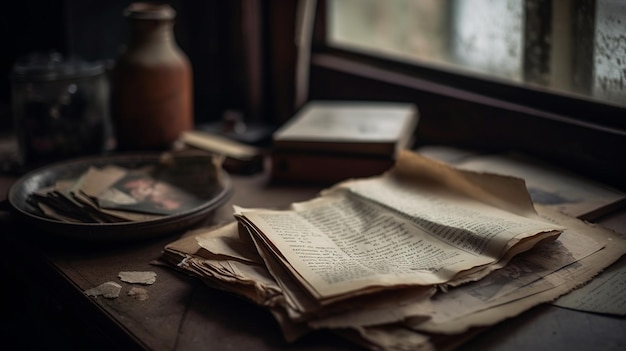 A book on a table with a book on it