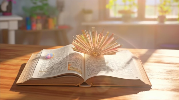 A book on a table with a bookmark on it