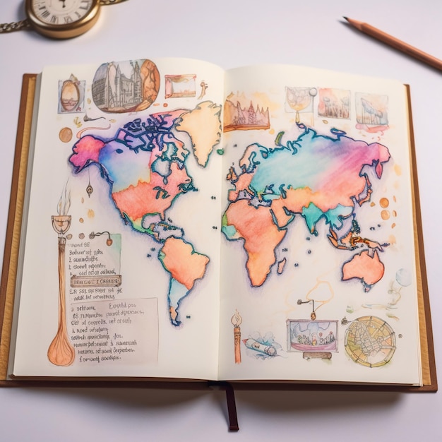 A book that has a map of the world on it