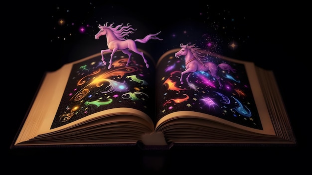 Foto un libro che ha la parola unicorno sopra