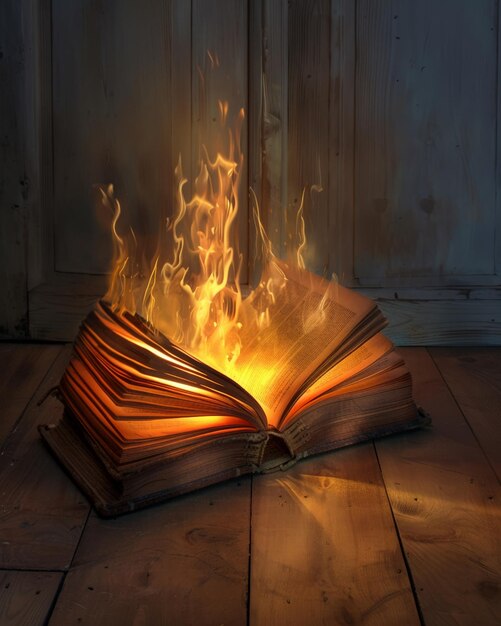 A book that only reveals its content in the presence of firelight its pages blank under