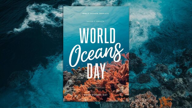 Photo a book titled world oceans day is written by the artist