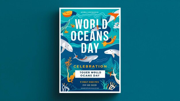 Photo a book titled world oceans day oceans day