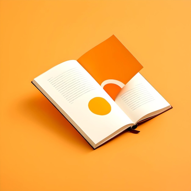 Векторная иллюстрация книги с простым рисунком на оранжевом фоне