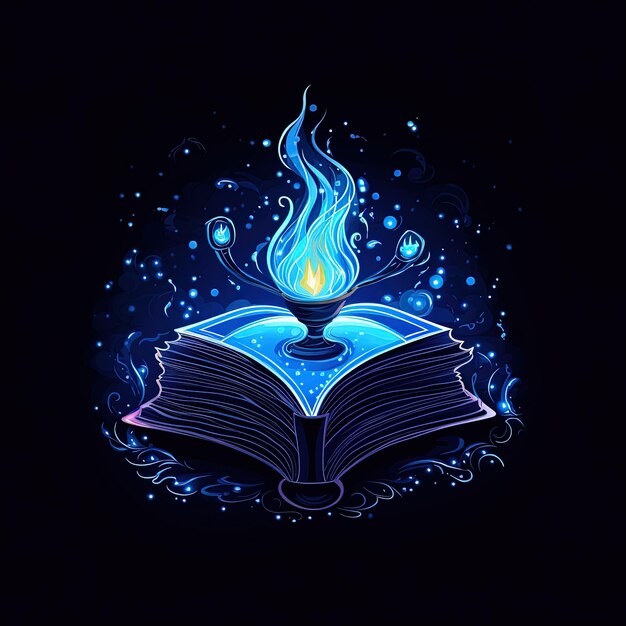 a book with a blue light and a blue light on it