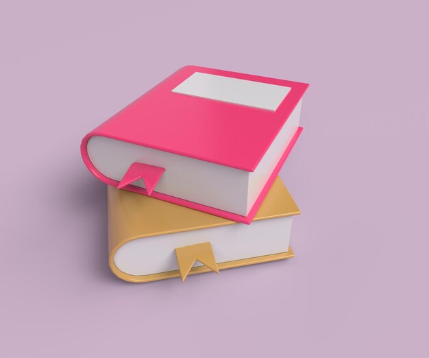 Book with a bookmark 3d rendering illustration on pink background