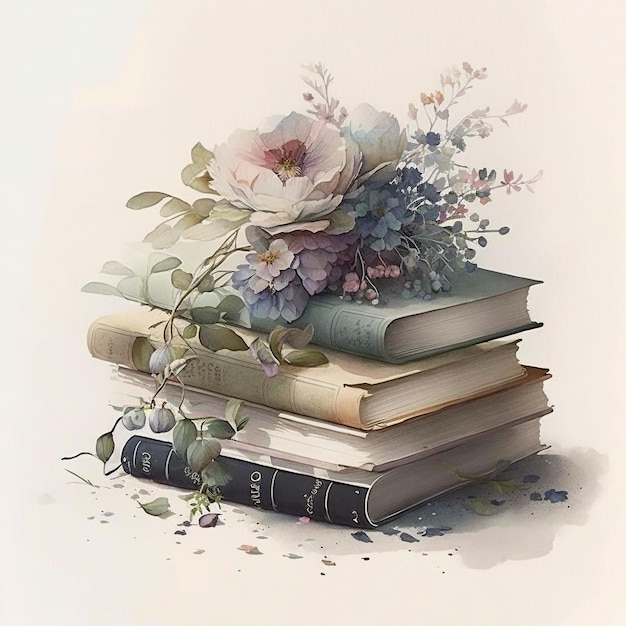 A book with a bouquet of flowers on it