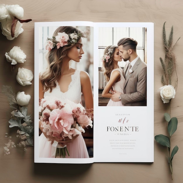 Photo a book with a bride and groom on it