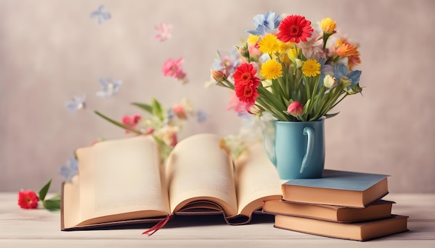 a book with a bunch of flowers on the top of it