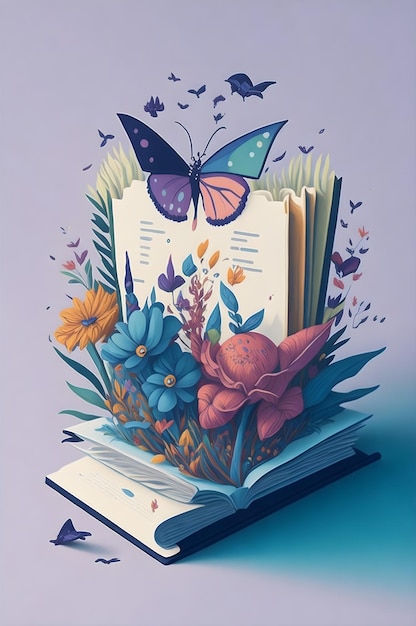 표지판에 나비가 있는 책과 위쪽에 나비가있는 책