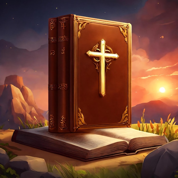 a book with a cross on the top of it