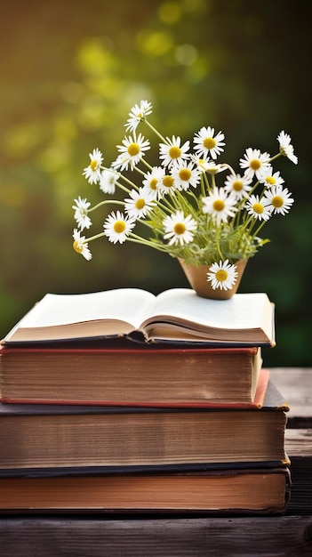 a book with daisies on the top of it