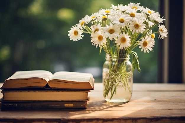 a book with daisies on the top of it