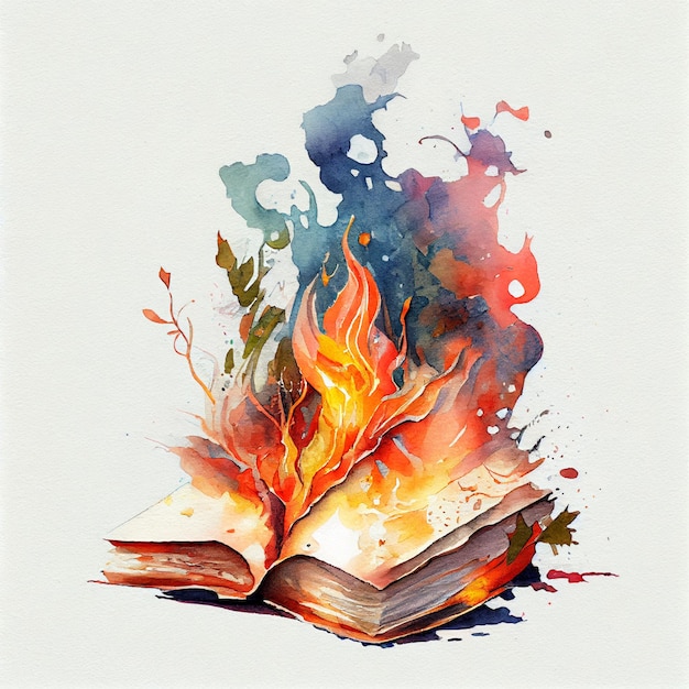 중간에 불이 있고 중간에 불이 있는 책.