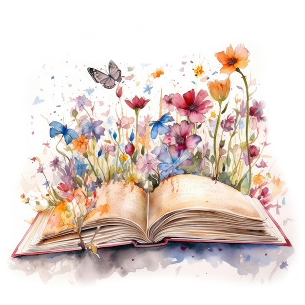 A book with flowers and butterflies on it