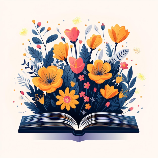꽃과 잎이 있는 책