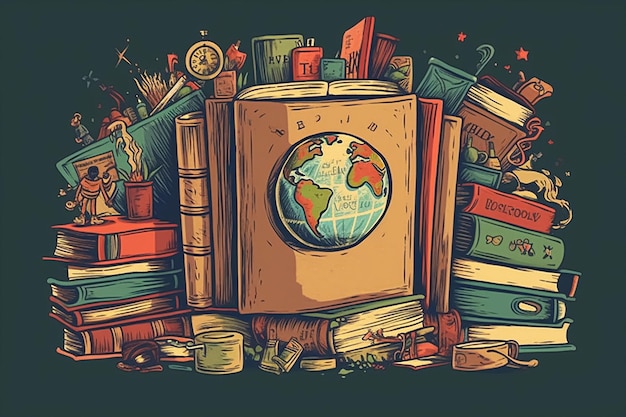 A book with a globe on the cover