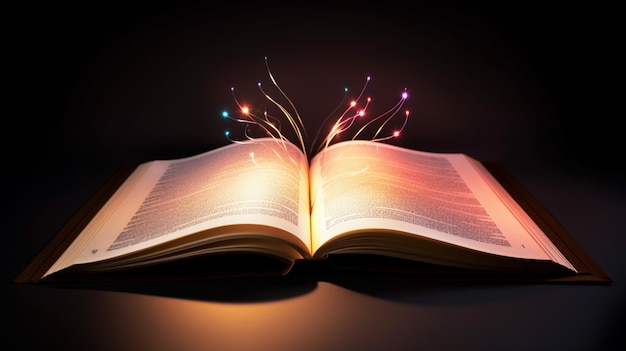 A book with a glowing light on it