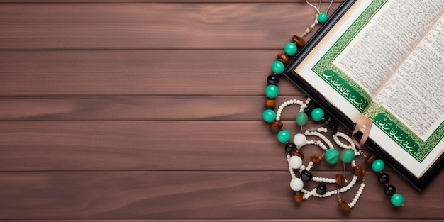 Photo a book with a green bead and a book with a white cover and a green bead on it.