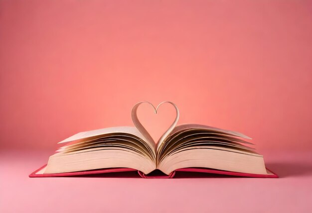 Foto un libro con un cuore sulle sue pagine