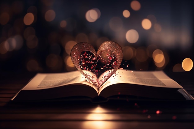 A book with a heart shaped book on it