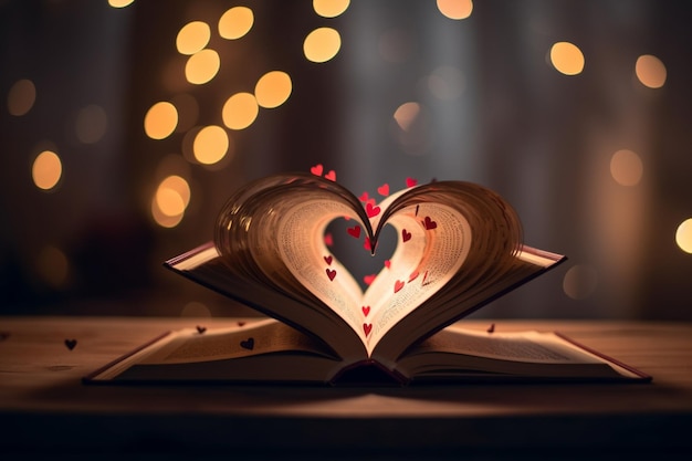 A book with a heart shaped pages