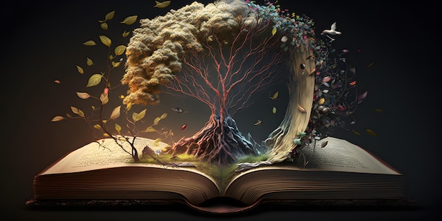 A book with a tree inside it