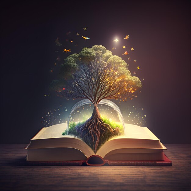 A book with a tree inside of it