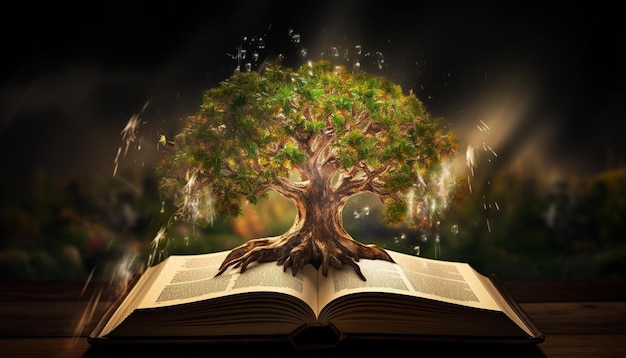 a book with a tree on the top of it