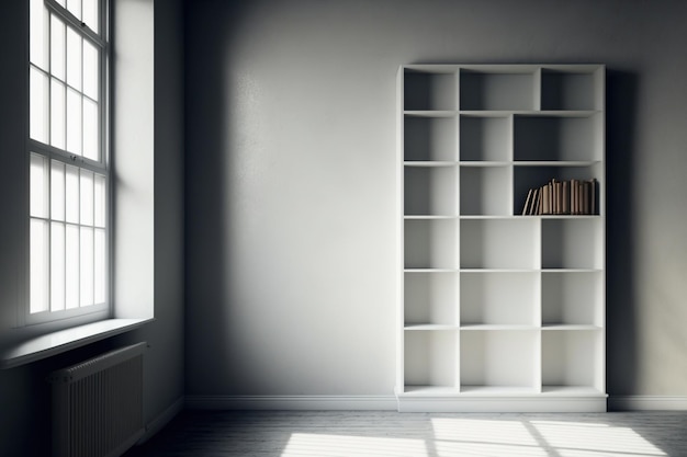 A bookcase in a blank space