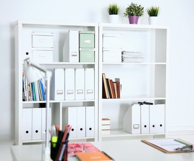 Bookcase with folders