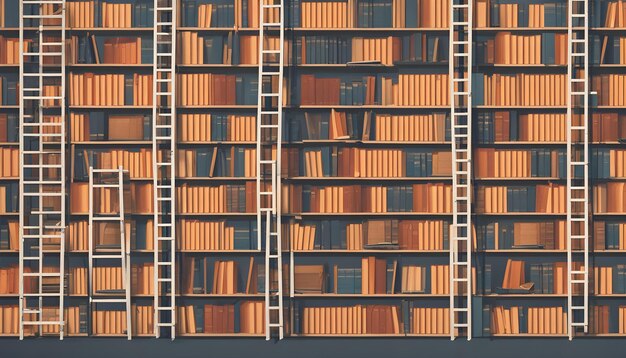 a bookcase with many books on it and one of them has a red cover