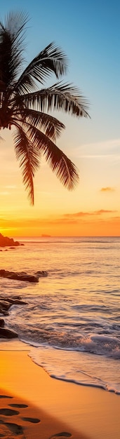 bookmark with illustration of sunset on the beach