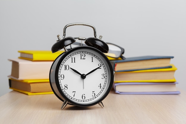 books and alarm clock