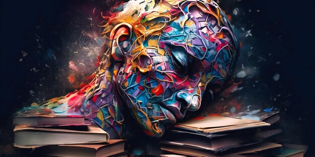 Books are falling into a human head