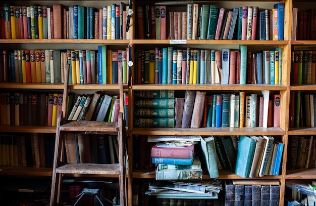 Books arranged on shelf