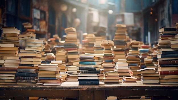 Books in a bookstore or library