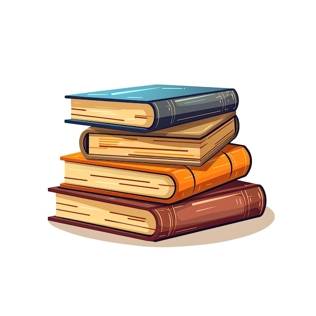 Books collection isolated on white background Vector illustration in retro style