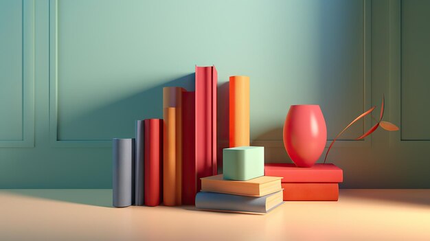 Books on colorful background