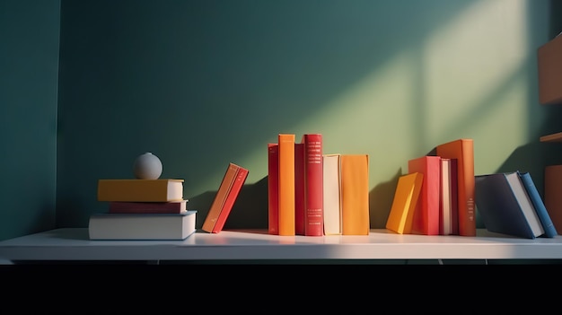 Books on colorful background