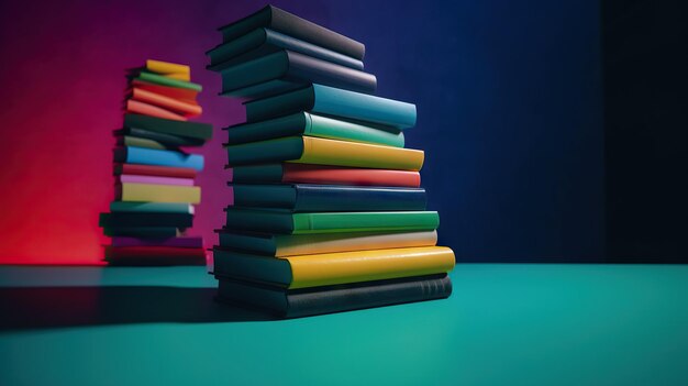 Books on colorful background