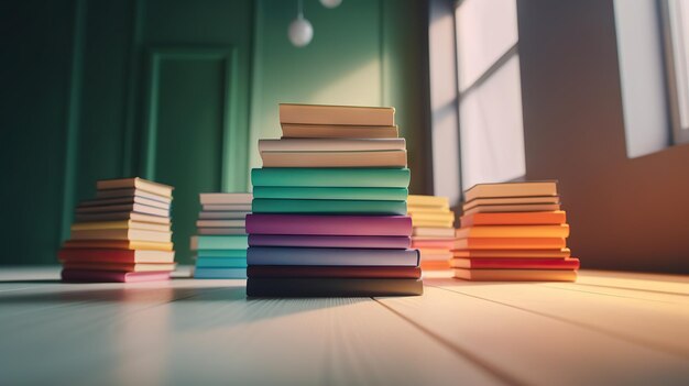 Books on colorful background