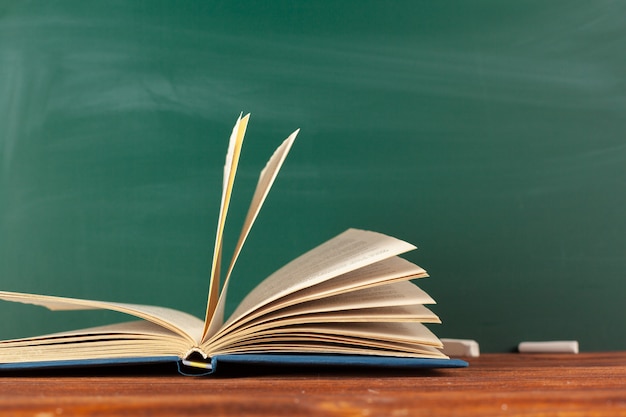 Books on Desk, Chalkboard