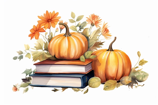 Books Florals Pumpkin Decorations