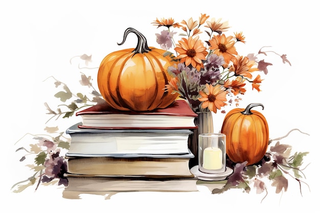 Books Florals Pumpkin Decorations