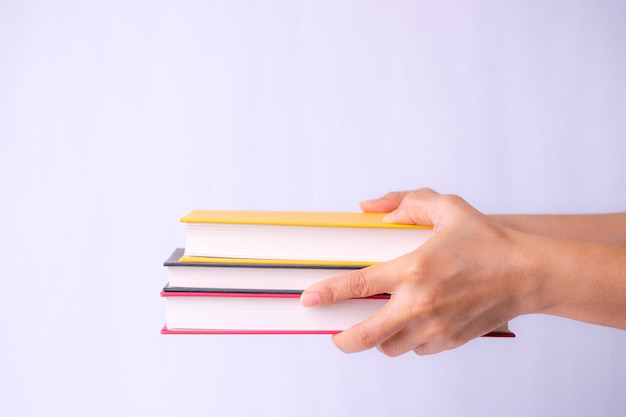 books in hands. back to school.